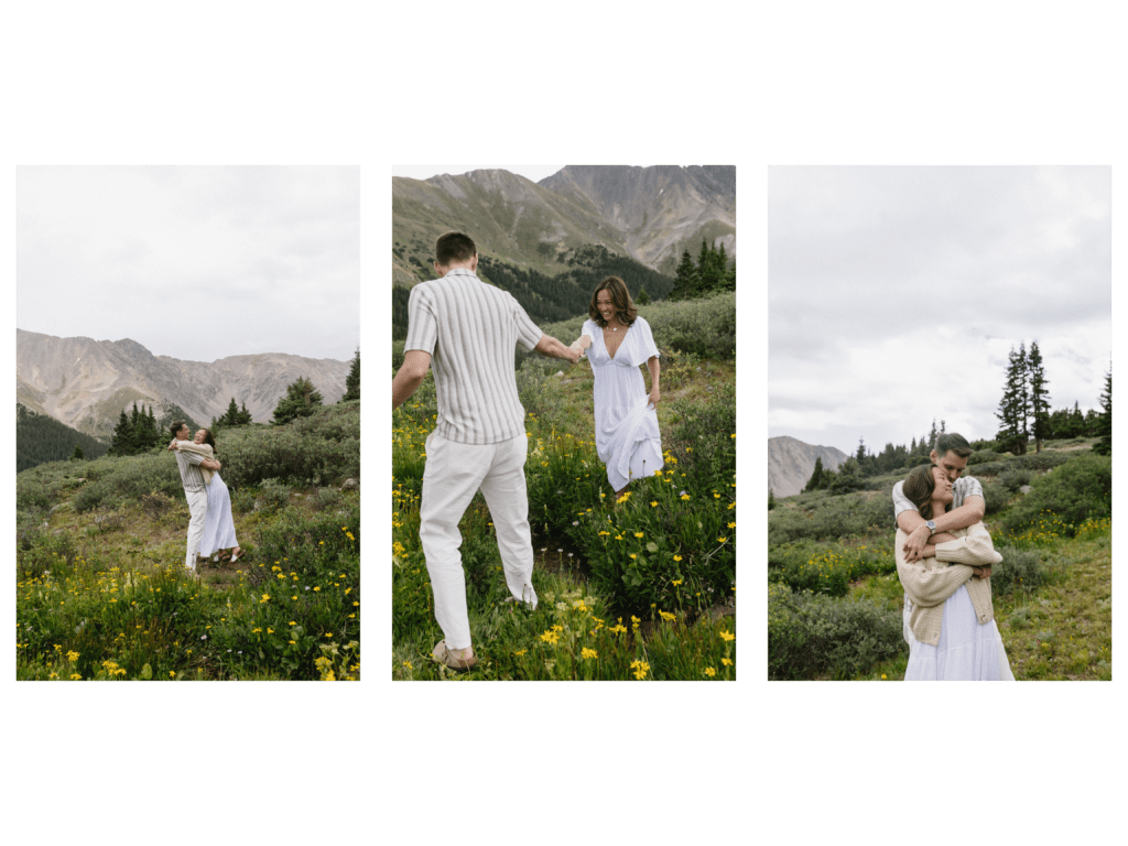 Three images of a couple in the Rocky Mountains